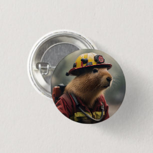 "Blazing Bravery: The Firefight Capybara" Button