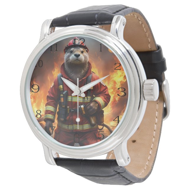 **"Blazing Brawn: The Otter Firefighter"*** Armbanduhr (Schrägansicht)