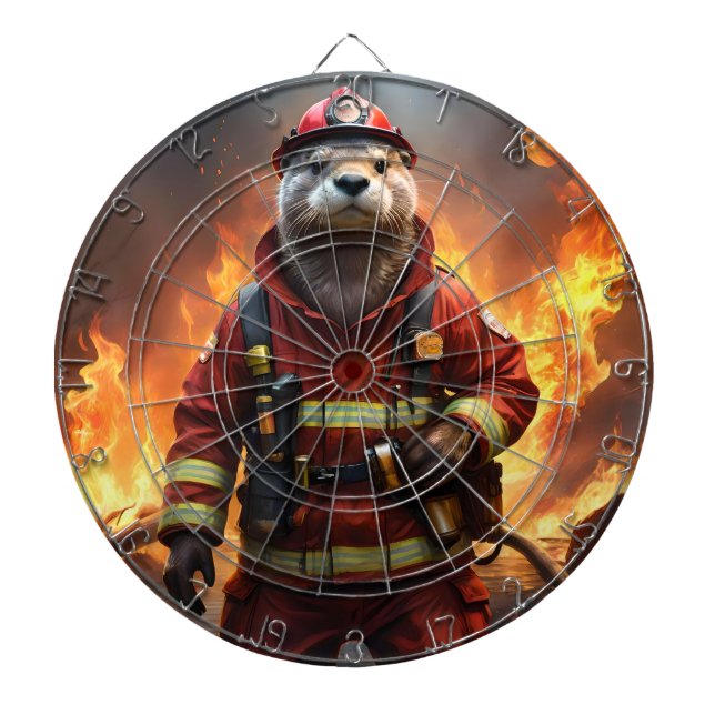 **"Blazing Brawn: The Otter Firefighter"*** Dartscheibe (vorne)