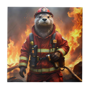 **"Blazing Brawn: The Otter Firefighter"*** Fliese