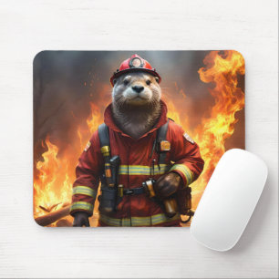 **"Blazing Brawn: The Otter Firefighter"*** Mousepad