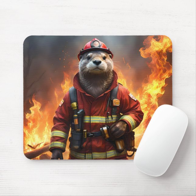 **"Blazing Brawn: The Otter Firefighter"*** Mousepad (Mit Mouse)