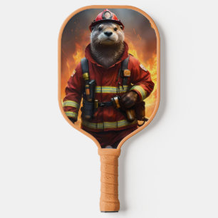 **"Blazing Brawn: The Otter Firefighter"*** Pickleball Schläger