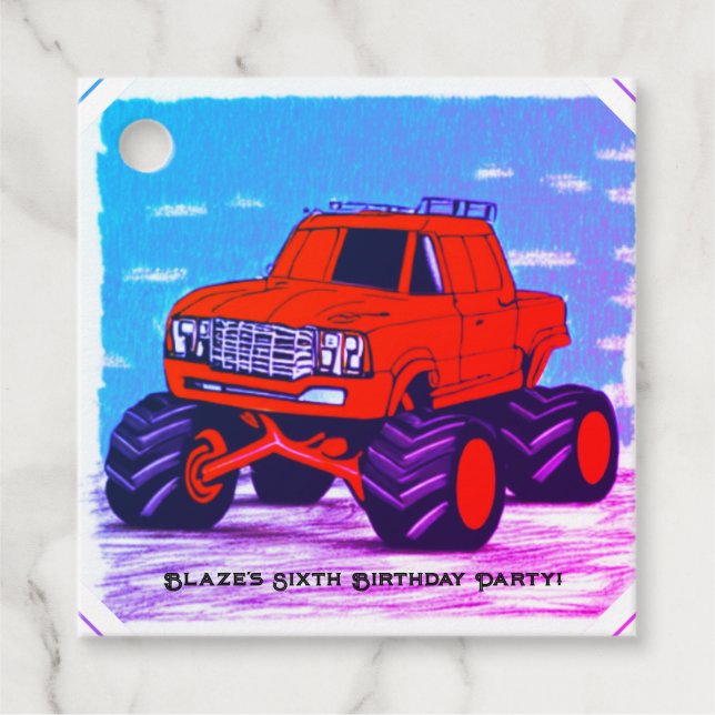 Blazing Fury: Der rote Monster Truck Geschenkanhänger (Vorderseite)