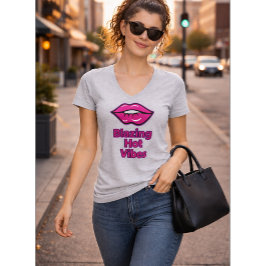 Blazing Hot Vibes Women's Basic V-Neck T - Shirt v