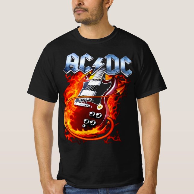 Blazing Rocker Guitar | AC/DC Inspired Biker T-Shirt (Vorderseite)