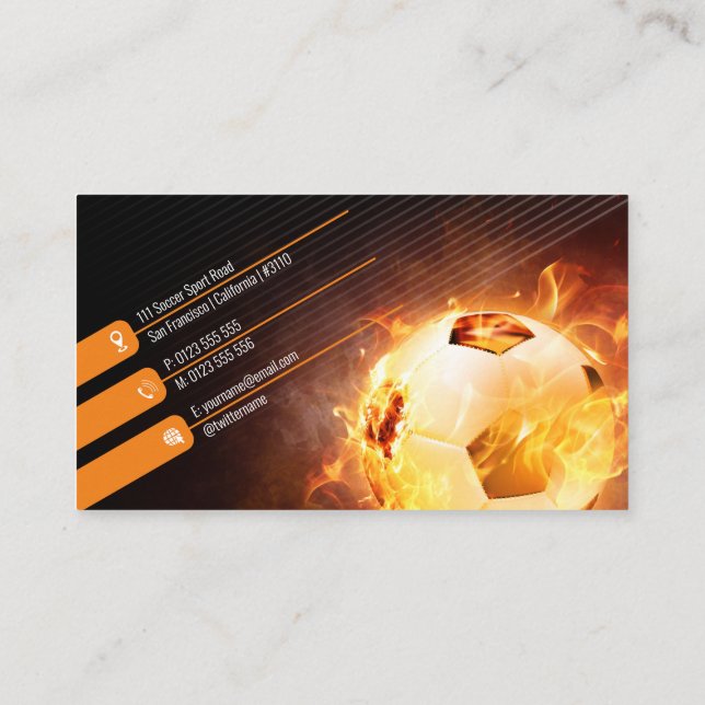 Blazing Soccer Ball | Fußballsportgeschenke Visitenkarte (Rückseite)
