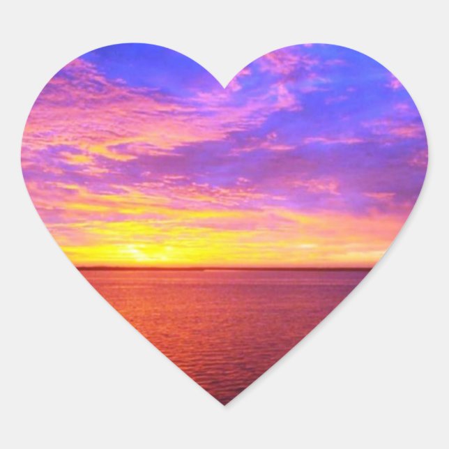 Blazing Sunset Heart Sticker (Vorderseite)