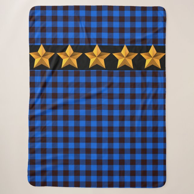 Ble & Black Buffalo Kariert mit Gold Stars Sherpadecke (Vorderseite)