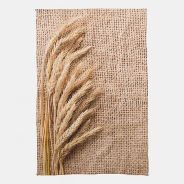 Blé de serviette de cuisine sur Burlap Sack Pays r (Vertical)
