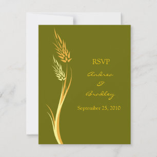 Blé vert olive Carte RSVP de mariage d'automne