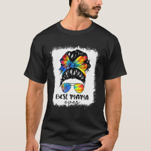 Bleach Best Mama Ever Gefärbte Krawatte Messy Bun T-Shirt