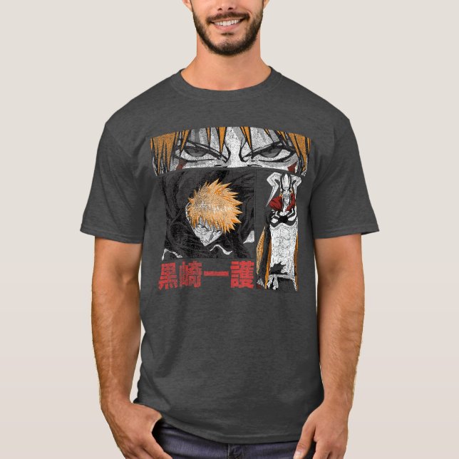 Bleach Grafik Ichigo Comic-Book-Stil Anime T-Shirt (Vorderseite)