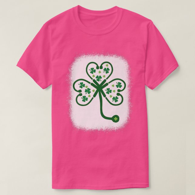 Bleach Kleeblatt Stethoscope Nurse St Patricks Day T-Shirt (Design vorne)