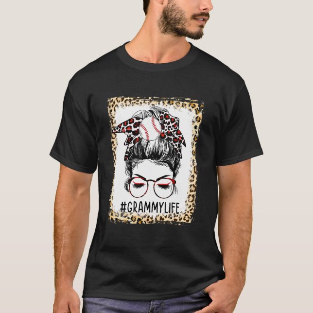 Bleached Ball Grammy Messy Bun Game Day Mthers Da T-Shirt (Vorderseite)