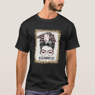Bleached Ball Grammy Messy Bun Game Day Mthers Da T-Shirt