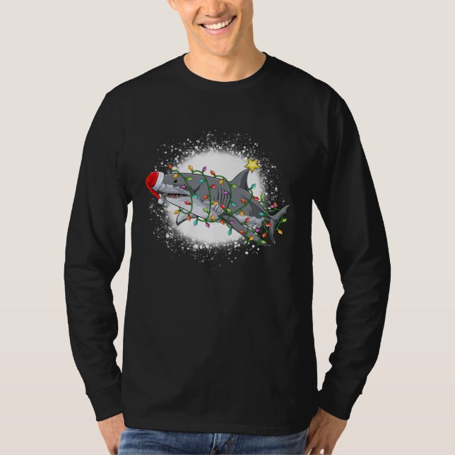 Bleached Christmas Shark Light Tree  Santa Boys Gi T-Shirt (Vorderseite)