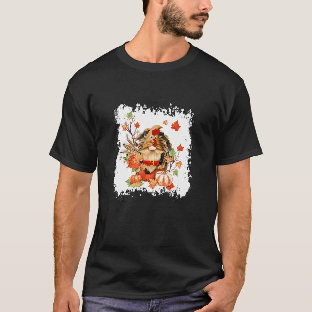 Bleached Fall Gnome Turkey Thanksgiving Gnome Gobb T-Shirt (Vorderseite)