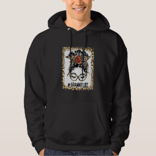 Bleached Football Granny Messy Bun Game Day Mother Hoodie