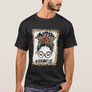 Bleached Football Granny Messy Bun Game Day Mother T-Shirt