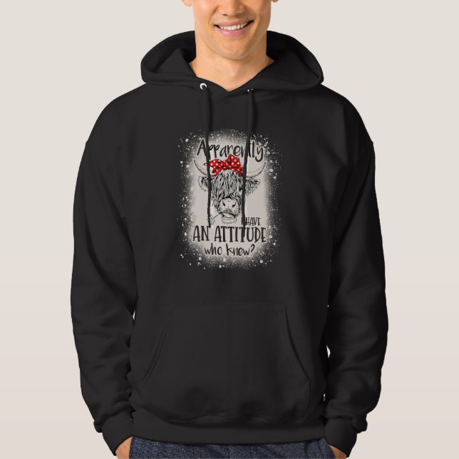 Bleached Highland Cow Apparantly I Have An Attitud Hoodie (Vorderseite)