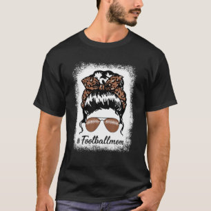 Bleached Leopard Football American Mama Life Messy T-Shirt