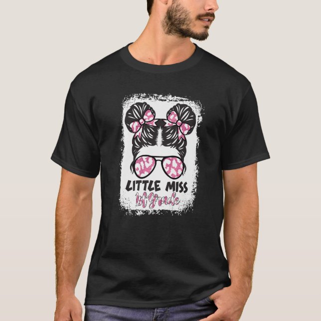 Bleached Leopard Little Miss 1 Erste Klasse Messy T-Shirt (Vorderseite)