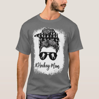 Bleached Life Hockey Mama Leopard Messy bun Brille T-Shirt