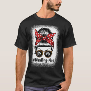 Bleached Life Wrestling Mama Leopard Messy bun Gla T-Shirt