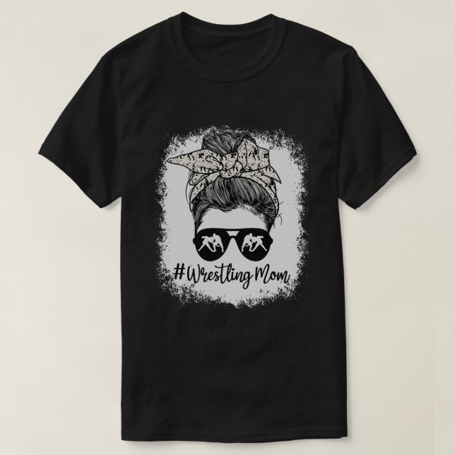 Bleached Life Wrestling Mama Messy bun Brillen T-Shirt (Design vorne)