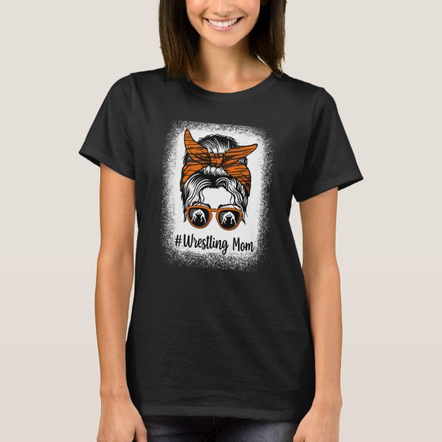 Bleached Life Wrestling Mom Leopard Messy bun Glas T-Shirt (Vorderseite)