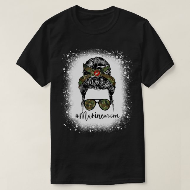Bleached Marine Mama Life Messy Bun Funny Mothers  T-Shirt (Design vorne)