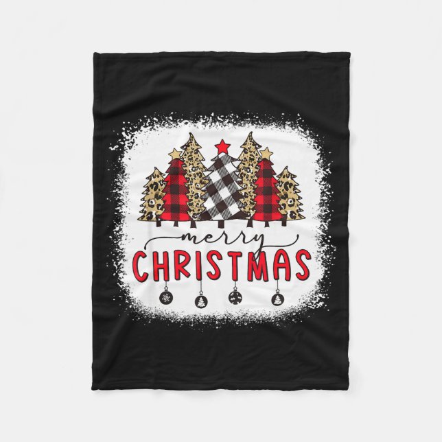Bleached Merry Christmas Tree Funny Leopard Plaid  Fleecedecke (Vorderseite)