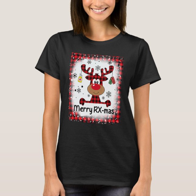 Bleached Merry RX Mas Reindeer Christmas Pharmacy  T-Shirt (Vorderseite)