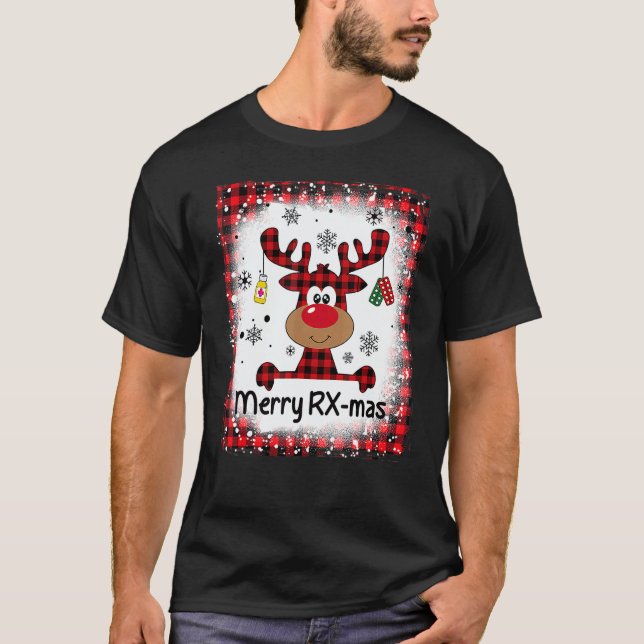 Bleached Merry RX Mas Reindeer Christmas Pharmacy  T-Shirt (Vorderseite)