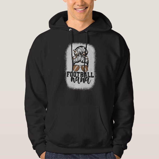 Bleached Messy Bun Game Day Football Grandma Footb Hoodie (Vorderseite)