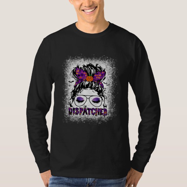 Bleached Messy Bun Hair Dispatcher Halloween Costu T-Shirt (Vorderseite)