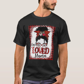 Bleached One Love Mama Messy Bun Mama Leopard Plai T-Shirt