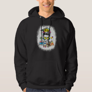 Bleached Salty Mama Messy Bun Beach Vibes Summer V Hoodie