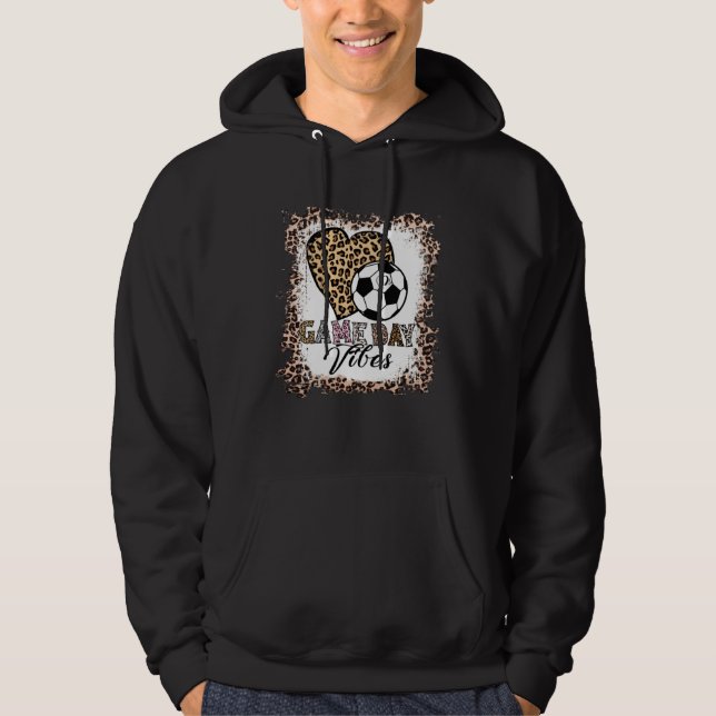 Bleached Soccer Game Day Vibes Soccer Mom Leopard Hoodie (Vorderseite)