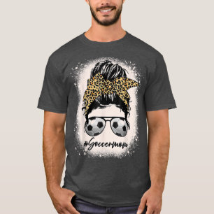 Bleached Soccer Mama Leopard Messy Bun Hair Game D T-Shirt