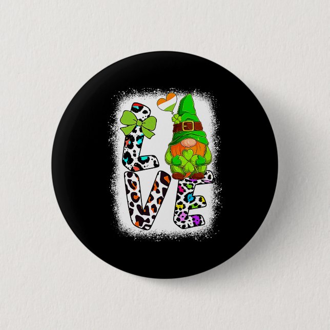 Bleached St Patricks Day St Patricks Gnomes Love T Button (Vorderseite)