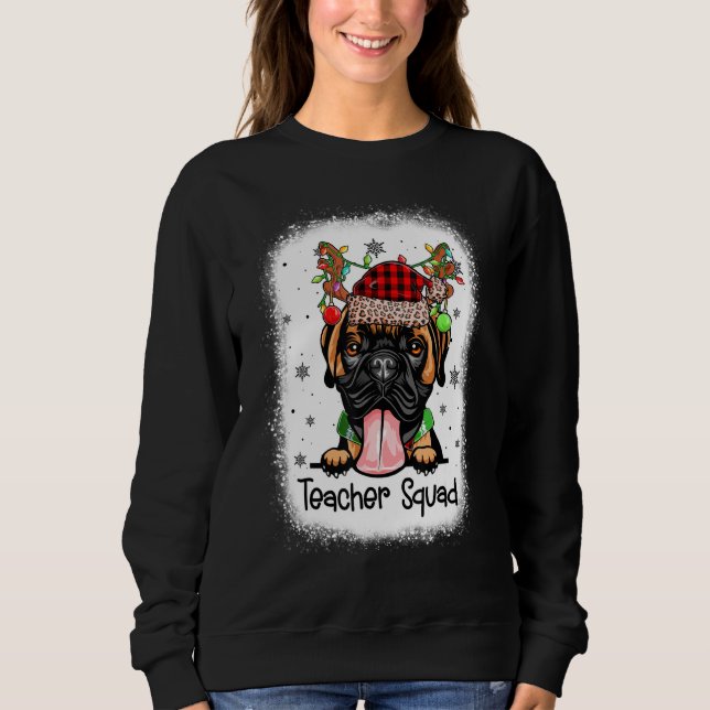 Bleached TeachSquad Boxer Reindeer Teacher Chri Sweatshirt (Vorderseite)
