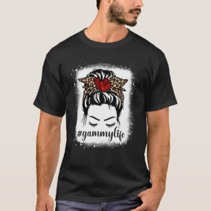 Bleaches Gammy Life Messy Bun Leopard Print Mother T-Shirt