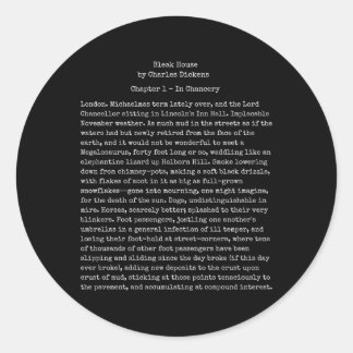 Bleak House Charles Dickens Book Text Reader Runder Aufkleber
