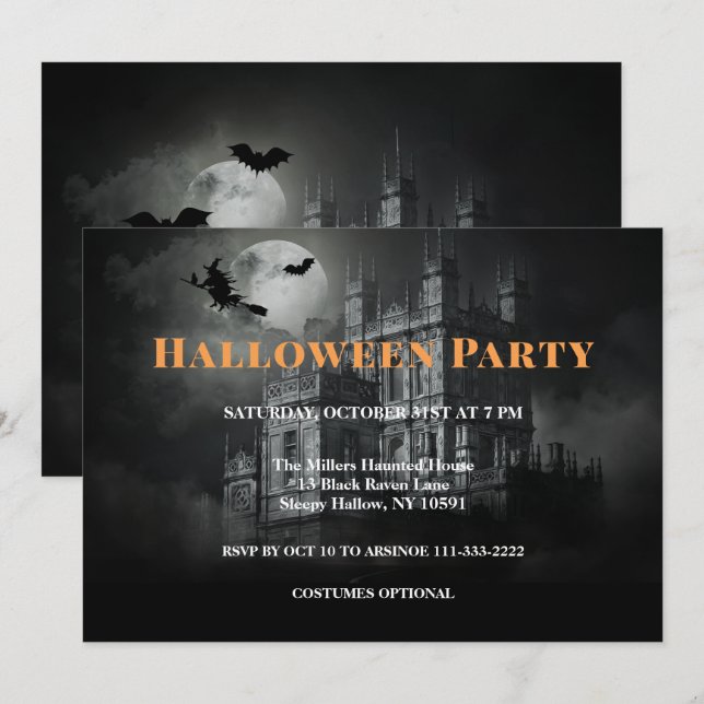 Bleak Mansion Halloween Fête Invitation (Devant / Derrière)