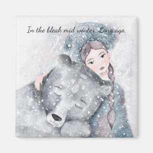 Bleave Mitte Winter Bear Schneefall Princess Wasse Magnet