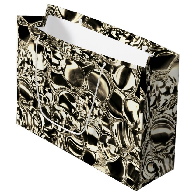 Blebs aus Gold oder Blasen aus Glas Helligkeit? Große Geschenktüte (Vorderseite Schrägansicht)