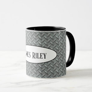 Blech aus Metall mit Namen Tasse