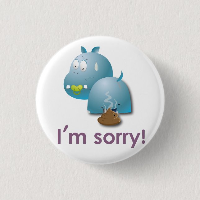 Blech Flusspferd Button (Vorderseite)